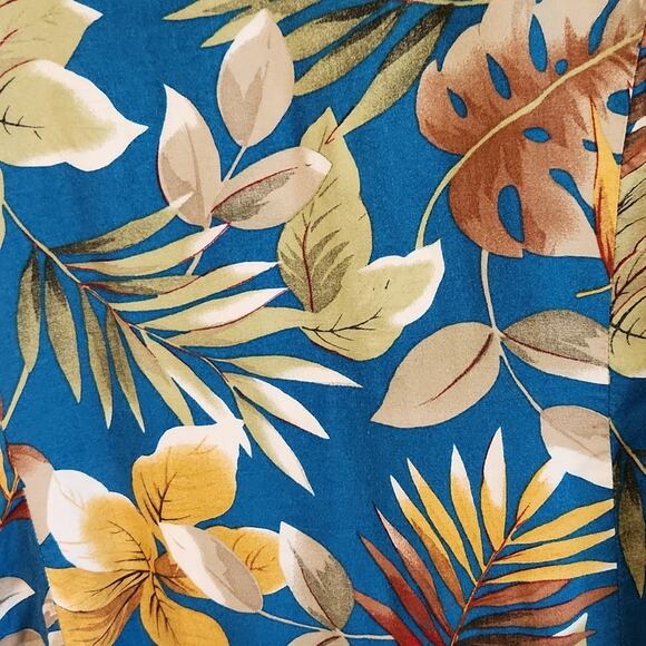 Womens Multi-Colored Tropical Dress Size Med Button Front Vacation Resort - Picture 3 of 6